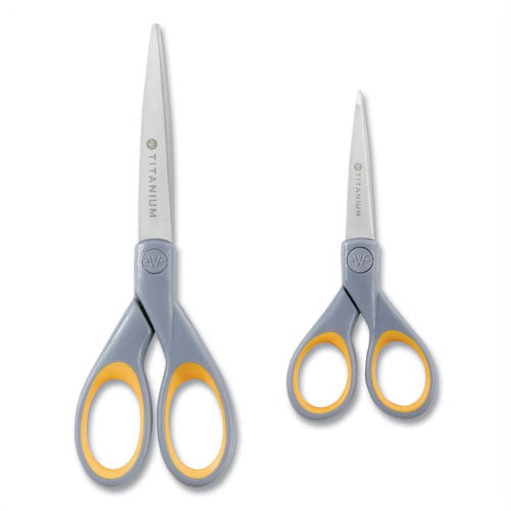 Westcott Titanium Bonded Scissors, 8, Straight, Grey, Yellow, for Office  and School, 1-Count 