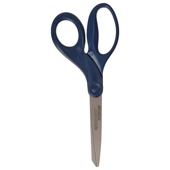 Titanium Bonded Scissors, 8" Long, 3.5" Cut Length, Navy Straight Handle | Bundle of 5 Each