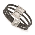 thumbnail image 1 of Titanium Bracelet Cuff Round mm 6 in Edward Mirell Sterling Silver Wht Sapphire Cable Bangle, 1 of 4