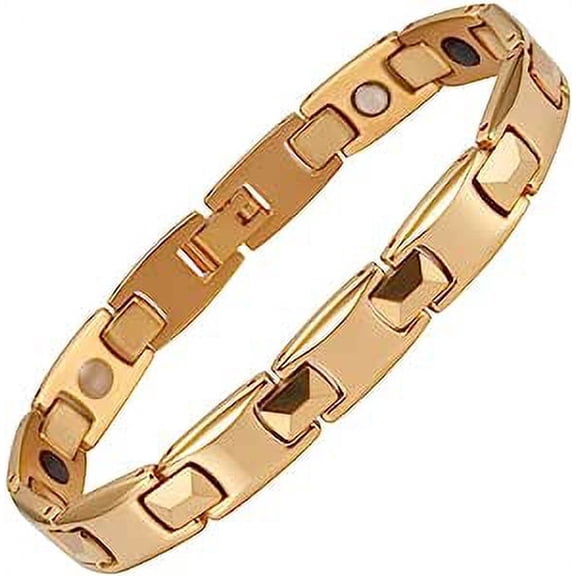 Titanium Bracelets for Men 3500 Gauss Magnets,Gold Plated Jewelry Gift for Dad Husband