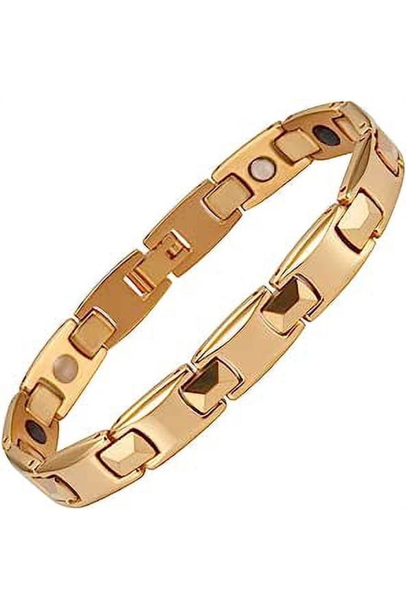Titanium Bracelets for Men 3500 Gauss Magnets,Gold Plated Jewelry Gift for Dad Husband