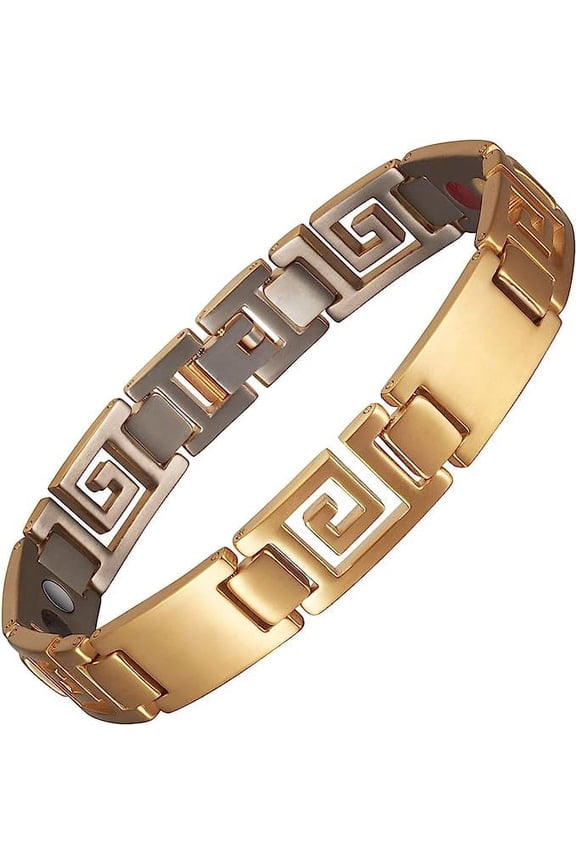 Titanium Bracelets for Men 3500 Gauss Magnets,Gold Plated Jewelry Gift for Dad Husband