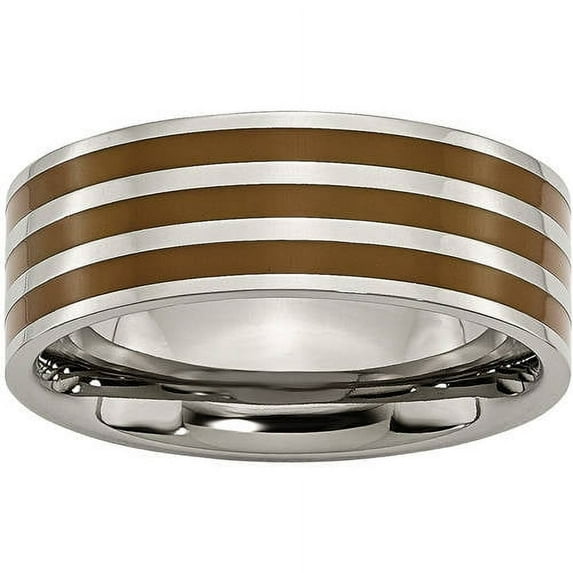 Titanium Brown Enamel Flat 8mm Polished Band
