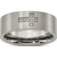 thumbnail image 1 of Titanium Brushed 1/15Ct Diamond Cross 8mm Flat Band (Size 10) Made In China tb444a-10, 1 of 5
