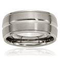 thumbnail image 1 of titanium 10mm ridged edge wedding band ring, 1 of 9