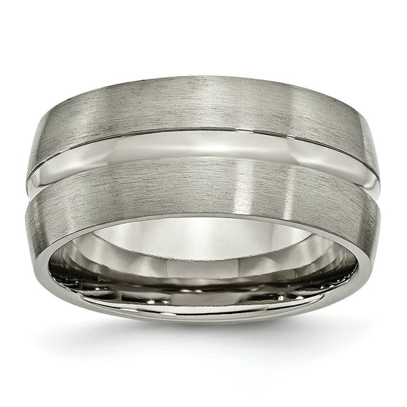 Titanium Brushed 10mm Grooved Wedding Ring Band Size 13.00 Man Fashion Jewelry For Dad Mens Gifts For Him