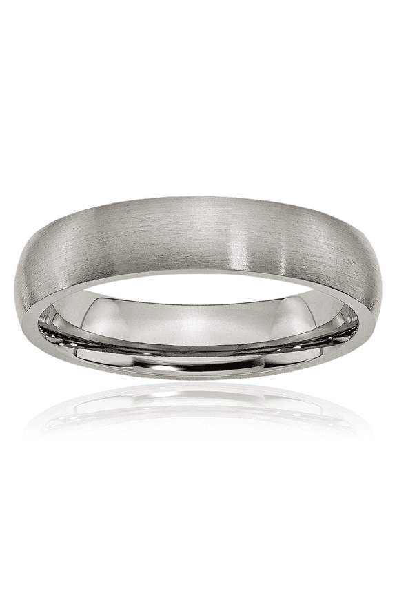 Titanium Dome 5mm Comfort Fit Half Round Plain Wedding Band Ring - Brushed, Engravable - Matte Men's
