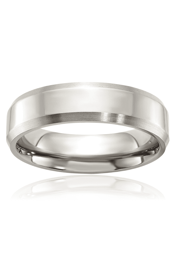 Titanium 6mm Edge Plain Classic Wedding Band Ring