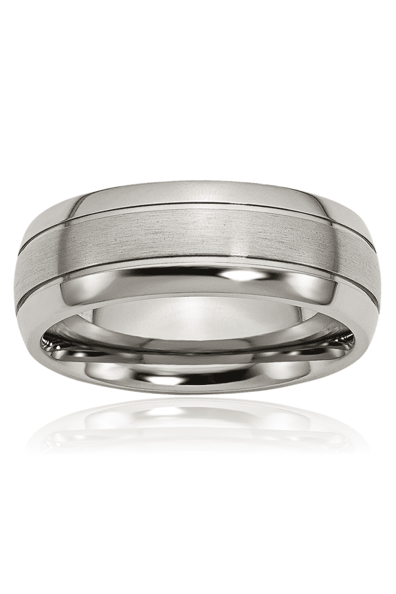 Titanium Dome 8mm Wide Plain Wedding Band Ring - Polished, Engravable - Matte Men's