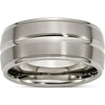 thumbnail image 1 of Titanium Brushed And Polished 10mm Grooved Ridged Edge Band (Size 10) Made In China tb137-10, 1 of 5
