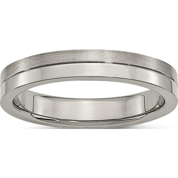 Titanium Brushed And Polished 4mm Grooved Band (Size 10.5) Made In China tb306-10.5