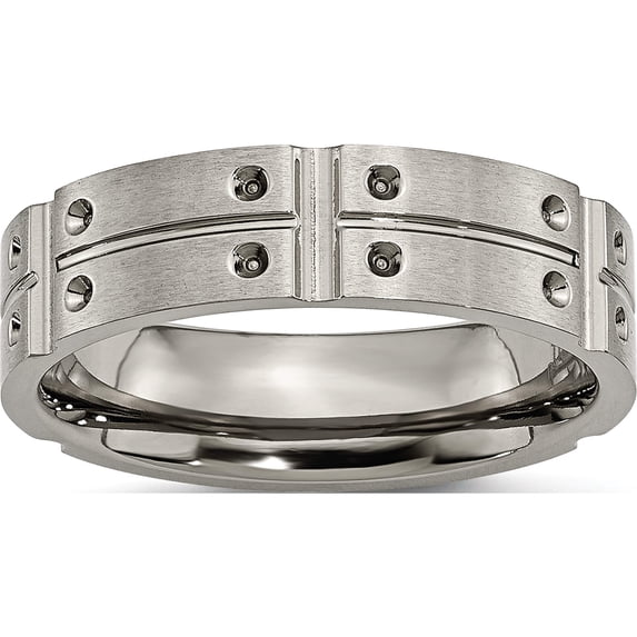 Titanium Brushed And Polished 6mm Grooved Band (Size 10.5) Made In China tb319-10.5
