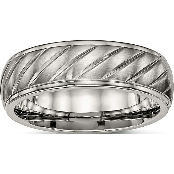 Titanium Brushed And Polished 7mm Grooved Band (Size 10.5) Made In China tb452-10.5