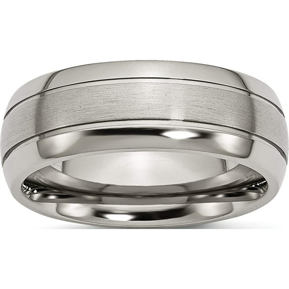 Titanium Brushed And Polished 8mm Grooved Band (Size 11) Made In China tb30-11