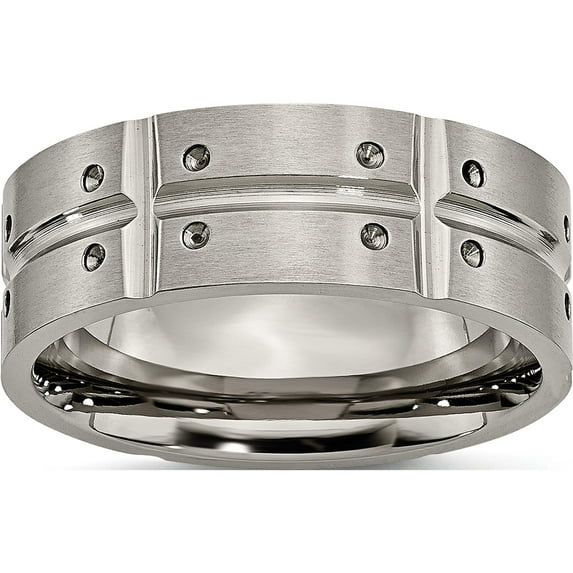 Titanium Brushed And Polished 8mm Grooved Band (Size 8) Made In China tb320-8