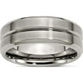 thumbnail image 1 of Titanium Brushed And Polished 8mm Grooved Beveled Edge Band (Size 8.5) Made In China tb171-8.5, 1 of 5