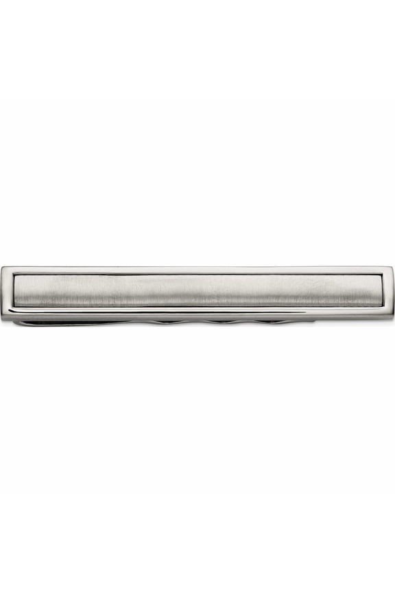Titanium Brushed And Polished Tie Bar (56 X 8) Made In China -Jewelry By Sweet Pea