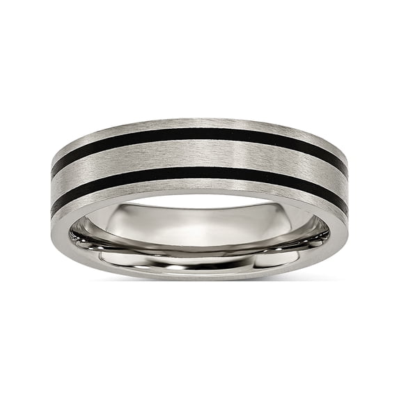 Titanium Brushed Black Enamel 6mm Flat Band (Size 8) Made In China tb344-8