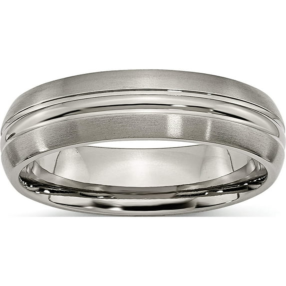 Titanium Brushed Center 6mm Grooved Band (Size 12) Made In China tb48-12