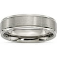 thumbnail image 1 of Titanium Brushed Center 6mm Ridged Edge Band (Size 10) Made In China tb10-10, 1 of 5
