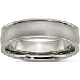 thumbnail image 1 of Titanium Brushed Center 6mm Ridged Edge Band (Size 5) Made In China tb166-5, 1 of 5