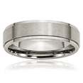thumbnail image 1 of Titanium 6mm Ridged Edge Plain Classic Wedding Band Ring, 1 of 9
