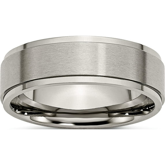 Titanium Brushed Center 7mm Ridged Edge Band (Size 12.5) Made In China tb197-12.5
