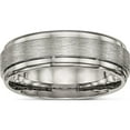 thumbnail image 1 of Titanium Brushed Center 7mm Ridged Edge Band (Size 7) Made In China tb453-7, 1 of 5