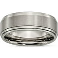 thumbnail image 1 of Titanium Brushed Center 8mm Double Step Ridged Edge Band (Size 7) Made In China tb161-7, 1 of 5