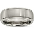 thumbnail image 1 of Titanium Brushed Center 8mm Ridged Edge Band (Size 14.5) Made In China tb38-14.5, 1 of 5