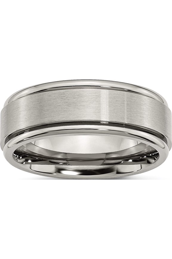 Titanium Chisel Titanium Brushed Center 8mm Ridged Edge Band