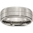 thumbnail image 1 of Titanium Brushed Center 8mm Ridged Edge Band (Size 7) Made In China tb187-7, 1 of 5