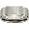 thumbnail image 1 of Titanium Brushed Center 8mm Ridged Edge Band (Size 7) Made In China tb198-7, 1 of 5