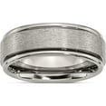 thumbnail image 1 of Titanium Brushed Center 8mm Ridged Edge Band (Size 8) Made In China tb43-8, 1 of 5