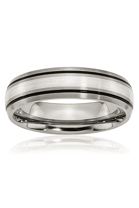 Titanium Vintage 6mm Wide Comfort Fit Sterling Silver Grooved Plain Wedding Band Ring - Polished, Engravable - Matte Men's