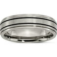 thumbnail image 1 of Titanium Brushed Center Black Enamel 6mm Ridged Edge Band (Size 13) Made In China tb336-13, 1 of 5