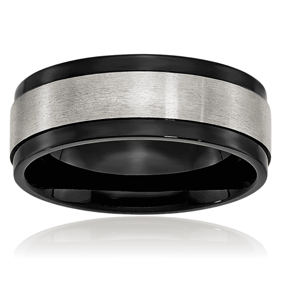 titanium black 8mm edge wedding band ring