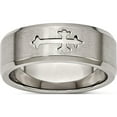 thumbnail image 1 of Titanium Brushed Center Cross Design 8mm Beveled Edge Band (Size 7.5) Made In China tb335-7.5, 1 of 5