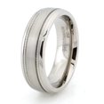 thumbnail image 1 of Titanium Brushed Center Strip Milgrain Edge Wedding Band Ring, 1 of 1