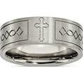 thumbnail image 1 of Titanium Brushed Cross Design 8mm Flat Band (Size 12.5) Made In China tb145-12.5, 1 of 5