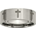 thumbnail image 1 of Titanium Brushed Cross Laser Design 8mm Flat Band (Size 11.5) Made In China tb33d-11.5, 1 of 5
