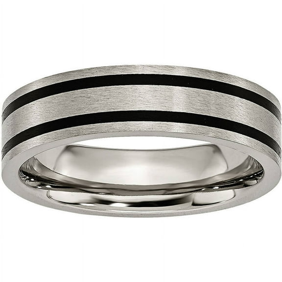 Titanium Brushed Enameled Flat 6mm Band