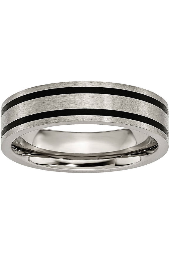 Titanium Brushed Enameled Flat 6mm Band