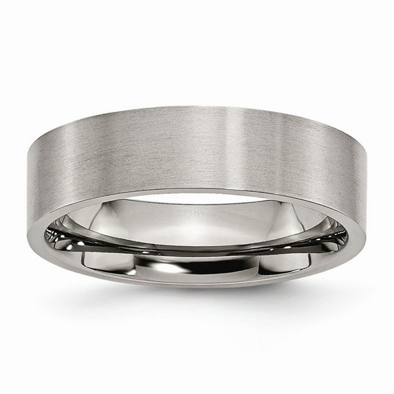 Titanium Brushed Flat 6mm Wedding Band Ring - Size 5.5