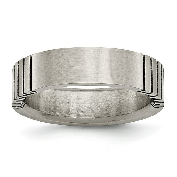 Titanium Black Accent 6mm Satin Band Ring - Size 13