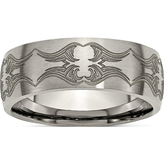 Titanium Brushed Laser Design 8mm Band (Size 11) Made In China tb26a-11