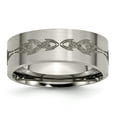 thumbnail image 1 of Titanium Brushed Laser Design 8mm Flat Band, 1 of 7