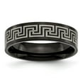 thumbnail image 1 of Titanium Brushed/Polished Black IP Laser Etched Greek Key 6mm Band, 1 of 6
