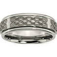thumbnail image 1 of Titanium Brushed & Polished Celtic Laser Design 8mm Ridged Edge Band (Size 12.5) Made In China tb11f-12.5, 1 of 5