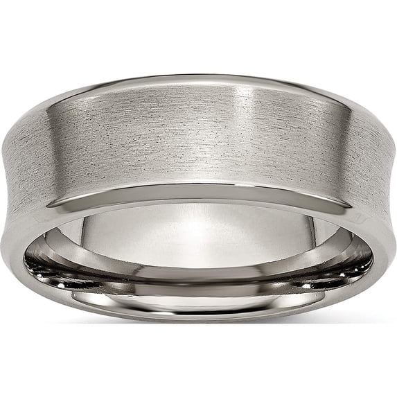 Titanium Brushed & Polished Concave 8mm Beveled Edge Band (Size 14) Made In China tb47-14